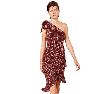 Ulla Johnson Imogen One Shoulder Knee Length Floral Ruffle Dress Size 0 NWT